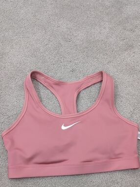Nike Rose Pink Racerback Sports Bra with White Swoosh